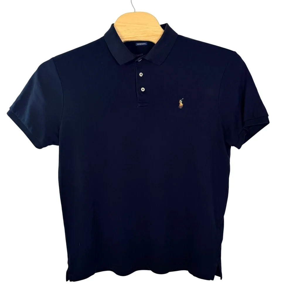 Polo Ralph Lauren Polo Mens XXL Black Custom Slim Fit Cotton Classic Pony Preppy